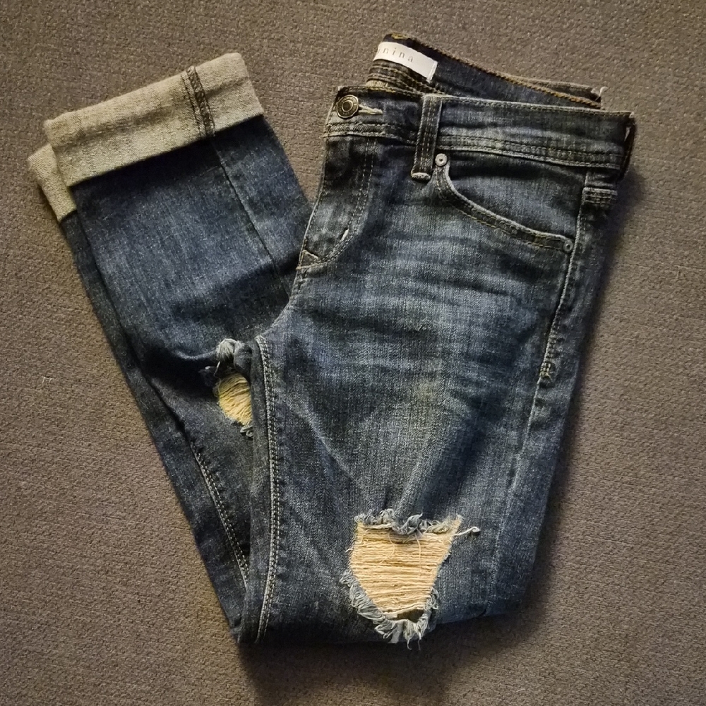 Eunina Ripped Blue Boyfriend Jeans